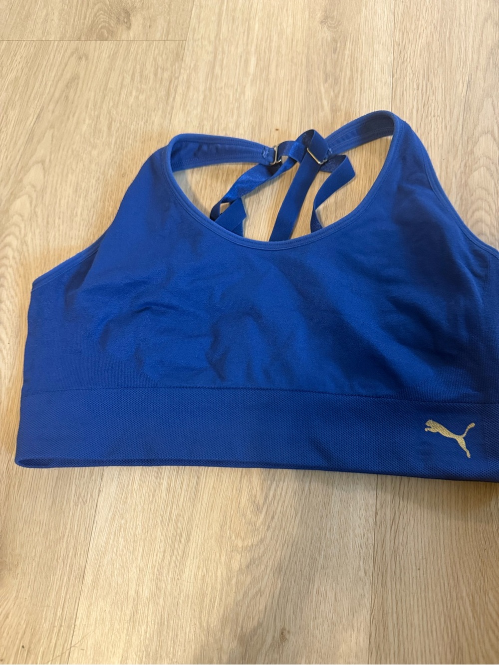 Puma Women's Blue Sports Bra - Supportive Racerback size large